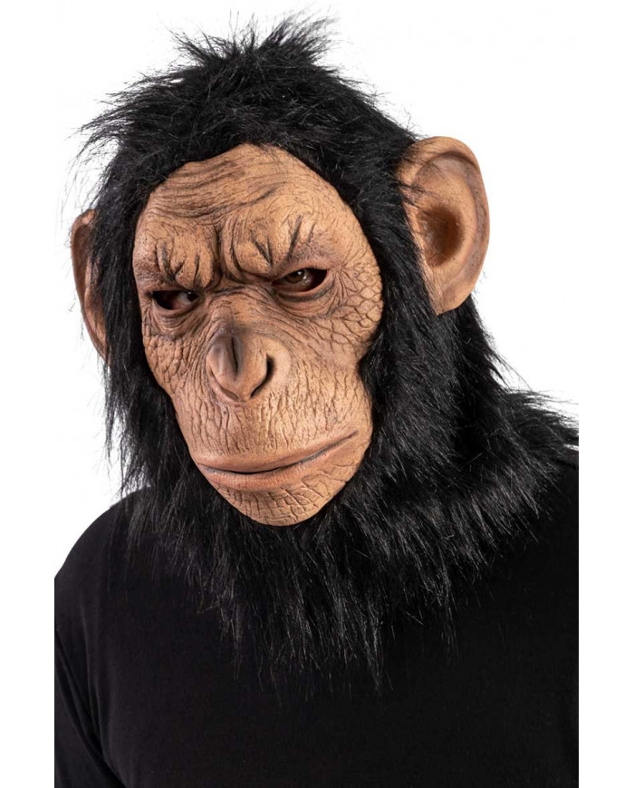 Latex monkey mask with black synthetic fur! Complete your