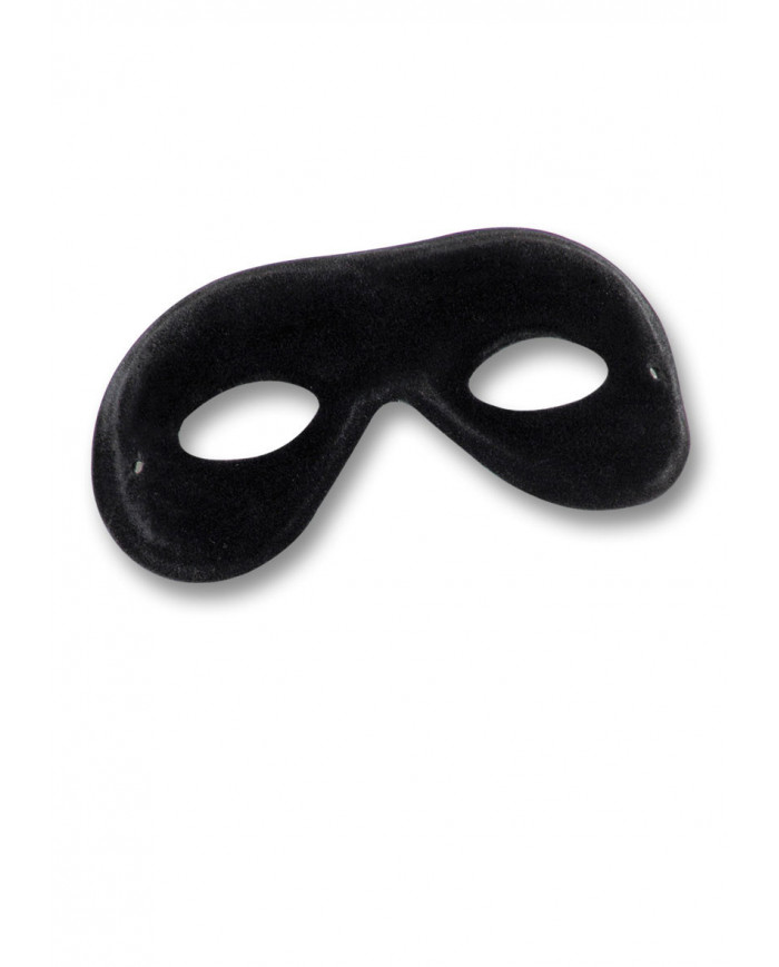 Antifaz de ante negro con etiqueta colgante/etiqueta