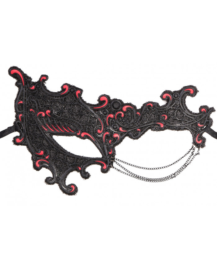 Chinless mask in soft plastic with asymmetrical decorations. An
