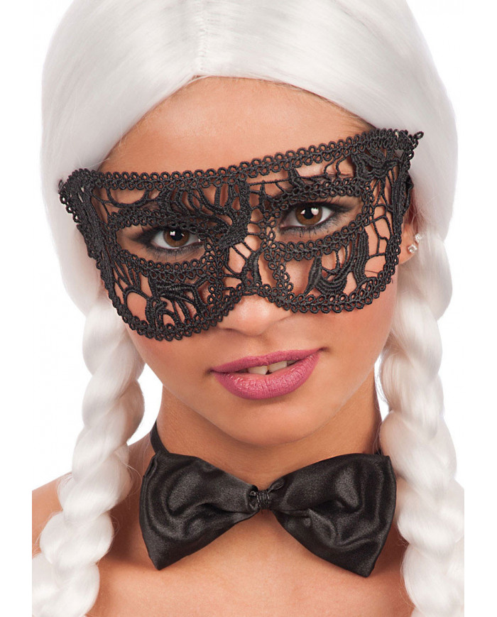Maschera domino nero in tessuto macrame', per adulto, Ã¨ un