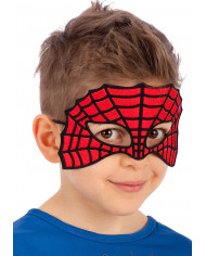 Maschera bambino, mezzo viso, realizzata in tessuto rosso con