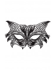 Chinless mask in black macrame' fabric shaped like a cat's