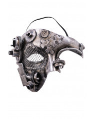 Steampunk silver chinless mask in plastic that represents the