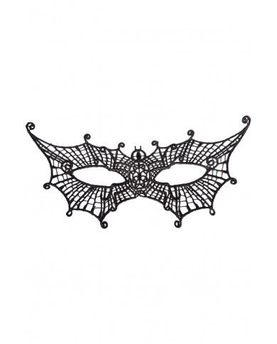Chinless mask in black macrame' fabric shaped like a bat. Ideal