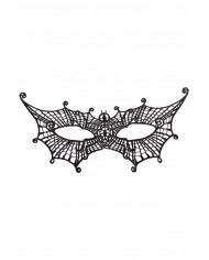Chinless mask in black macrame' fabric shaped like a bat. Ideal
