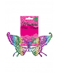 Chinless mask in multicolored macrame' fabric in the shape of a