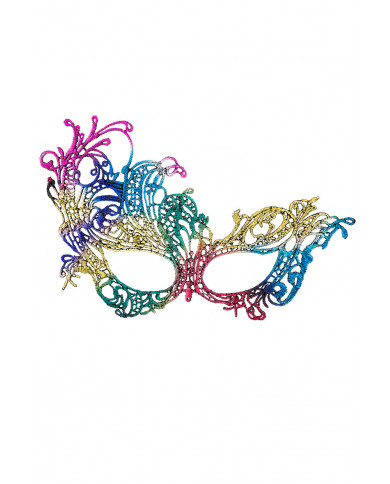 Chinless mask in multicolored macrame' fabric, to complete a