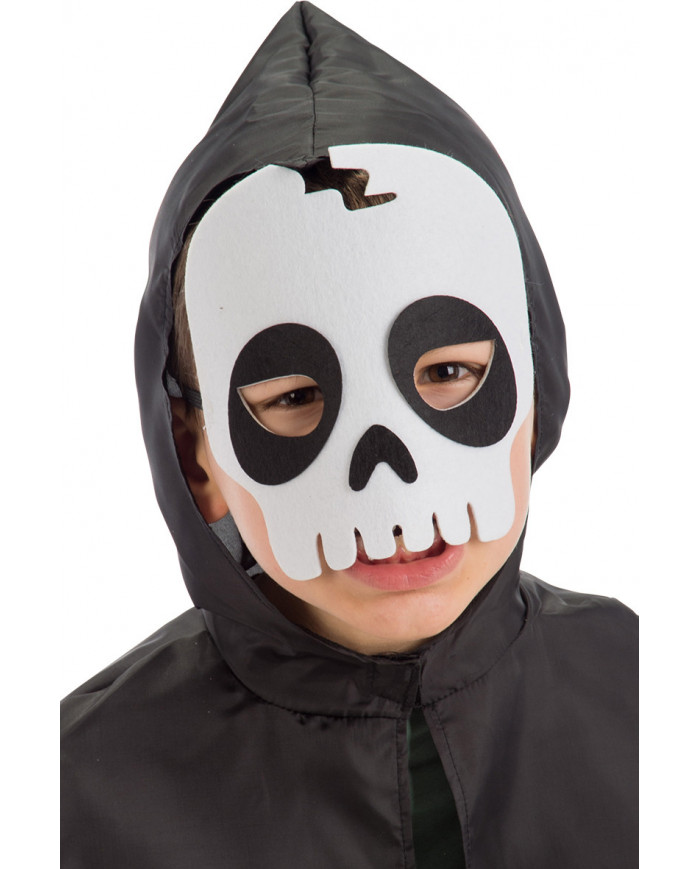 Chinless mask in felt in the shape of a skull, for a simple and