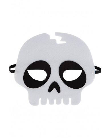 Chinless mask in felt in the shape of a skull, for a simple and