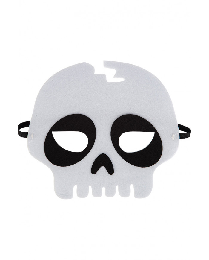 Chinless mask in felt in the shape of a skull, for a simple and