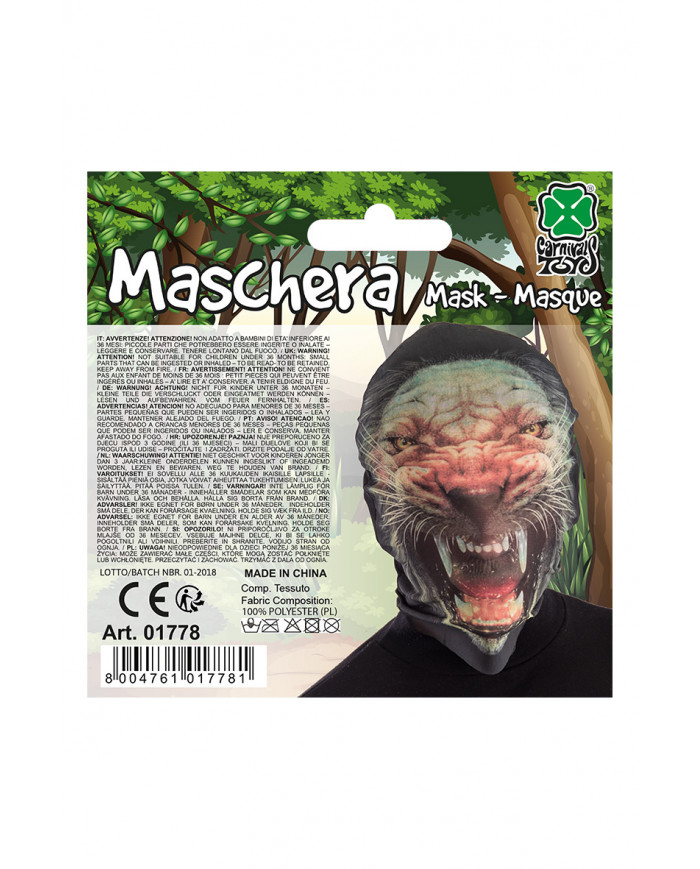 Lion mask in breathable stretch fabric that covers the whole