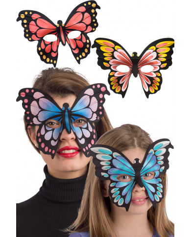 Chinless butterfly masks in fabric in assorted colors. For a