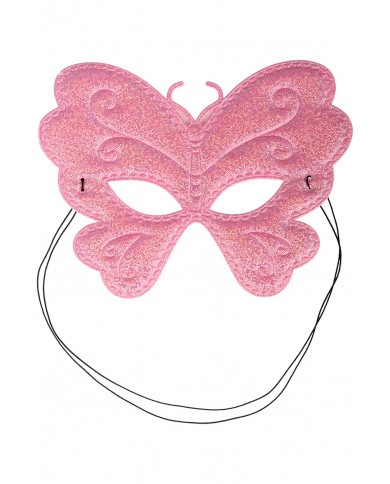 Chinless butterfly masks in metallic fabric in assorted colors.