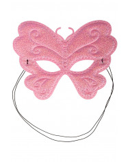 Chinless butterfly masks in metallic fabric in assorted colors.