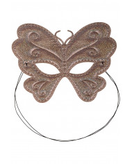 Chinless butterfly masks in metallic fabric in assorted colors.