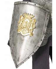 Escudo medieval con adornos dorados de unos 70 cm de alto con