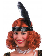 Black Charleston Diadem W/Sequins, Feathers And Diadem In Pbh