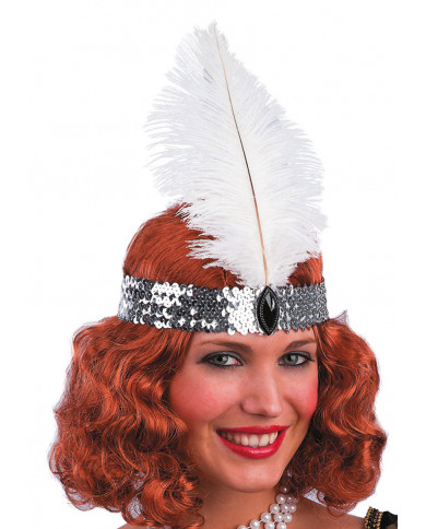 Bandeau Charleston argentÃ© avec paillettes dans une pochette avec