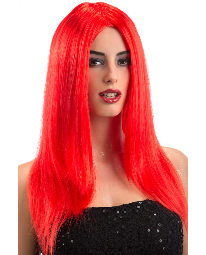 Red long straight wig suitable for Carnival, or for any