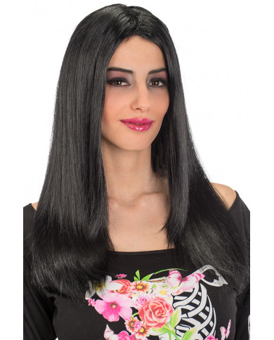 Black long straight wig suitable for Carnival, or for any