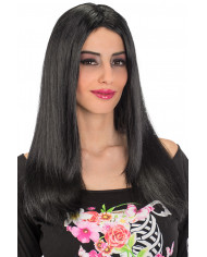 Black long straight wig suitable for Carnival, or for any