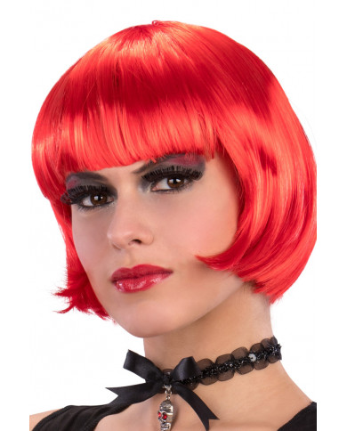 Parrucca a caschetto con frangia in colore rosso, taglia