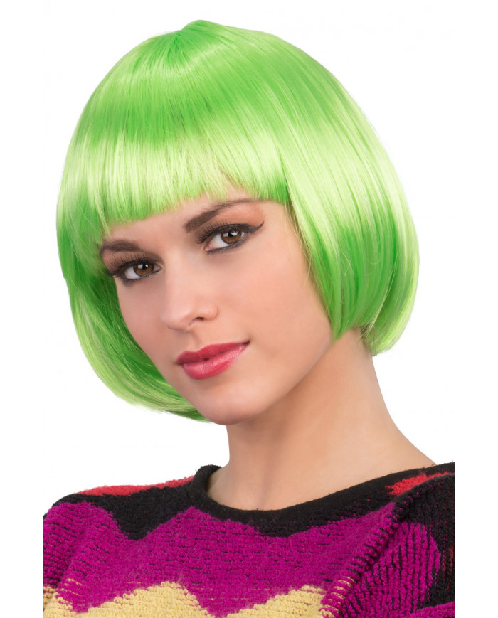 Parrucca a caschetto con frangia in colore verde, taglia