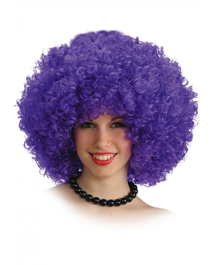 Parrucca ricciolona viola, peso gr.150, realizzata in fibre