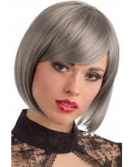 Parrucca a caschetto con frangia in colore grigio, taglia