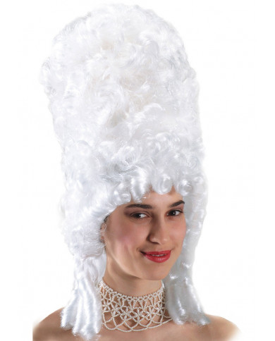 Peluca Pompadour blanca en estuche