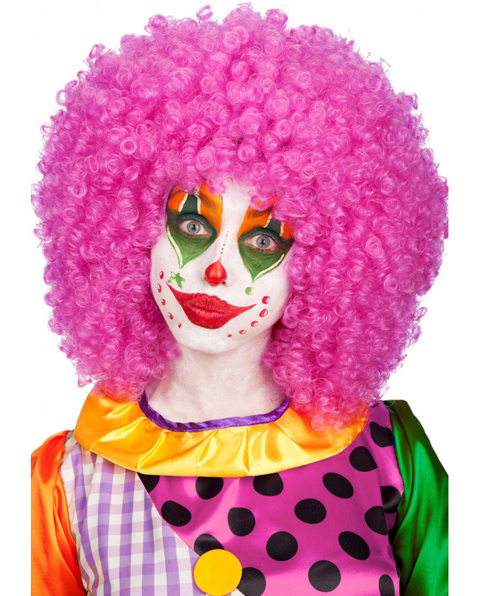 Perruque cheveux fuchsia crÃ©pus (environ 190 g) dans un Ã©tui