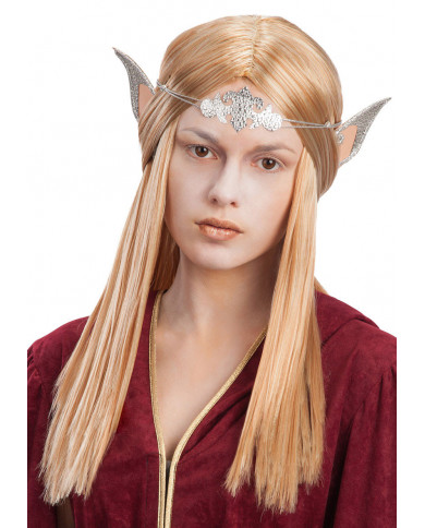 Elfenfrau-PerÃ¼cke mit Ohren und Diadem in Koffer