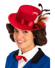 Brown wig with hat ideal for interpreting Mary Poppins, the