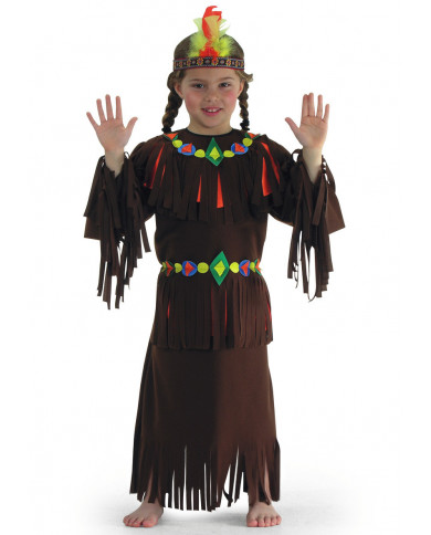 Costume da indiana pellerossa per bambina. Composto da casacca