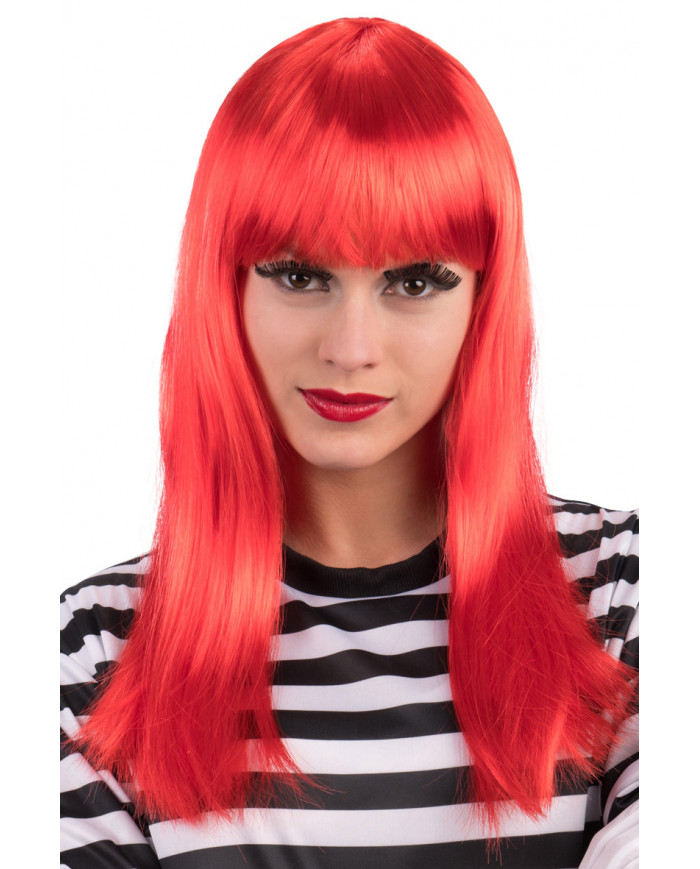 Straight long wig with fringe, to make your perfect disguise.