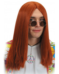 Parrucca uomo con lunghi capelli lisci color rosso rame, ideale