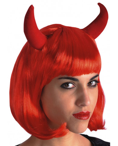 Red Pin Up Wig W/Horns In Polybag