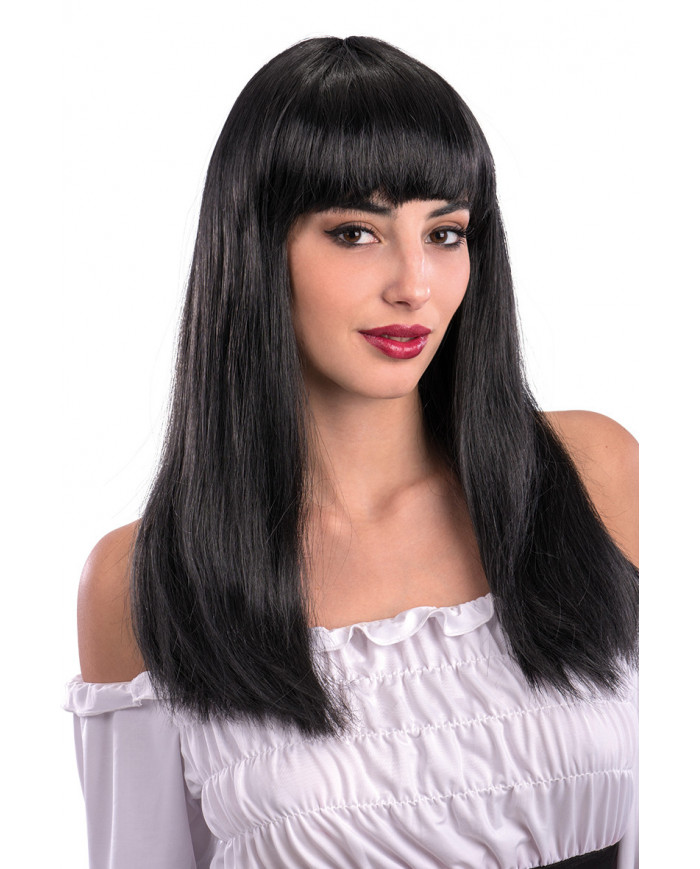 Straight long wig with fringe, to make your perfect disguise.