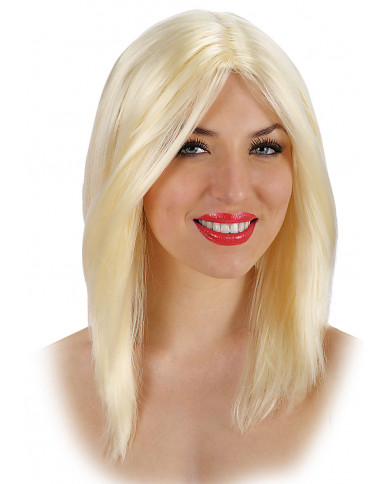 Parrucca donna liscia bionda, lunghezza media con effetto