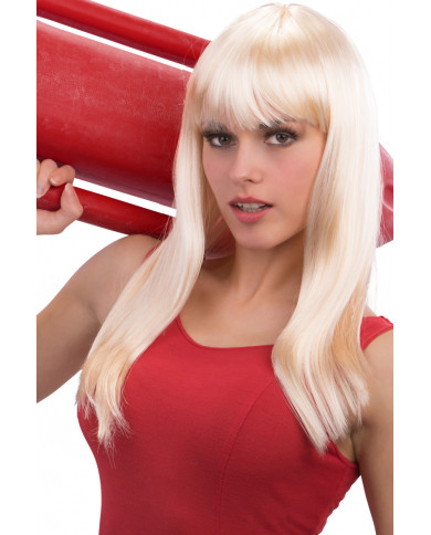 Straight long wig with fringe, to make your perfect disguise.