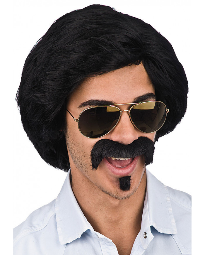 Peluca morena para hombre en estuche