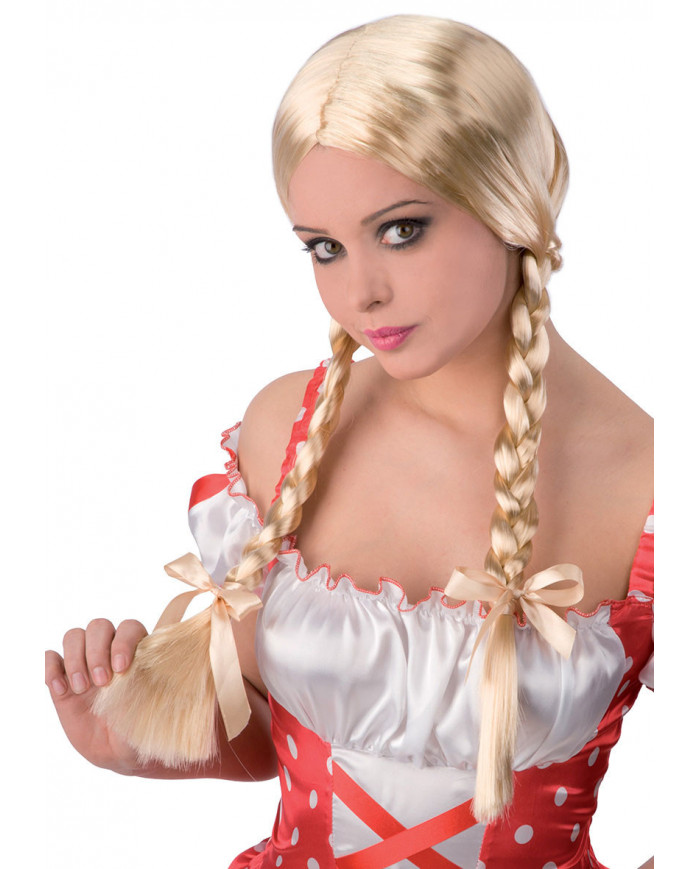 Parrucca donna bionda con due lughe trecce. Articolo realizzato