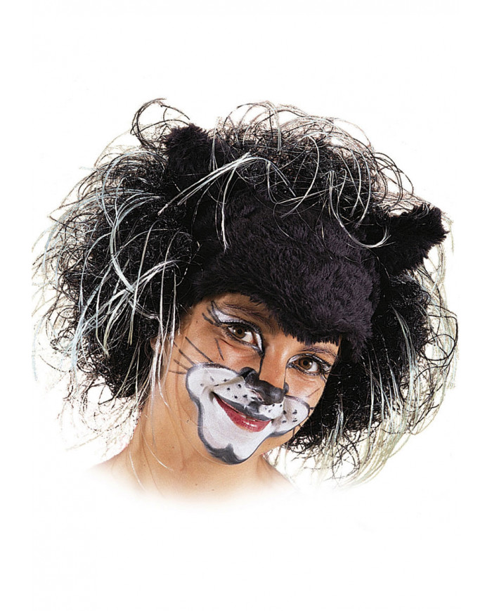 Perruque chat noir dans un Ã©tui