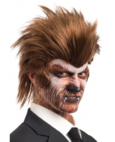 Wig with sideburns for man to complete a disquieting and