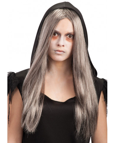 Grey Straight Wig W/Meches In Bag