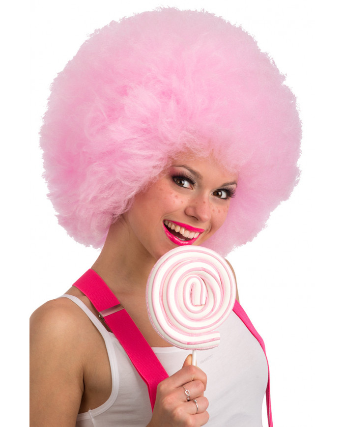 Parrucca Africa in colore rosa, realizzata in fibre sintetiche