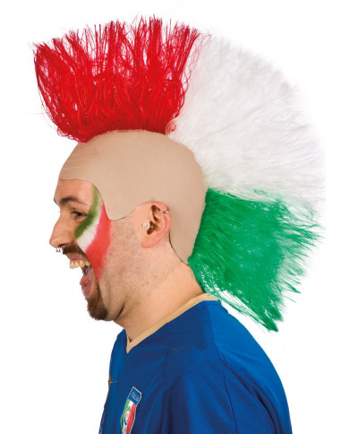 Calotta in lattice con cresta tricolore: verde, bianco e rosso.