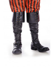 Black Coverboots W/Strings In Faux Leather