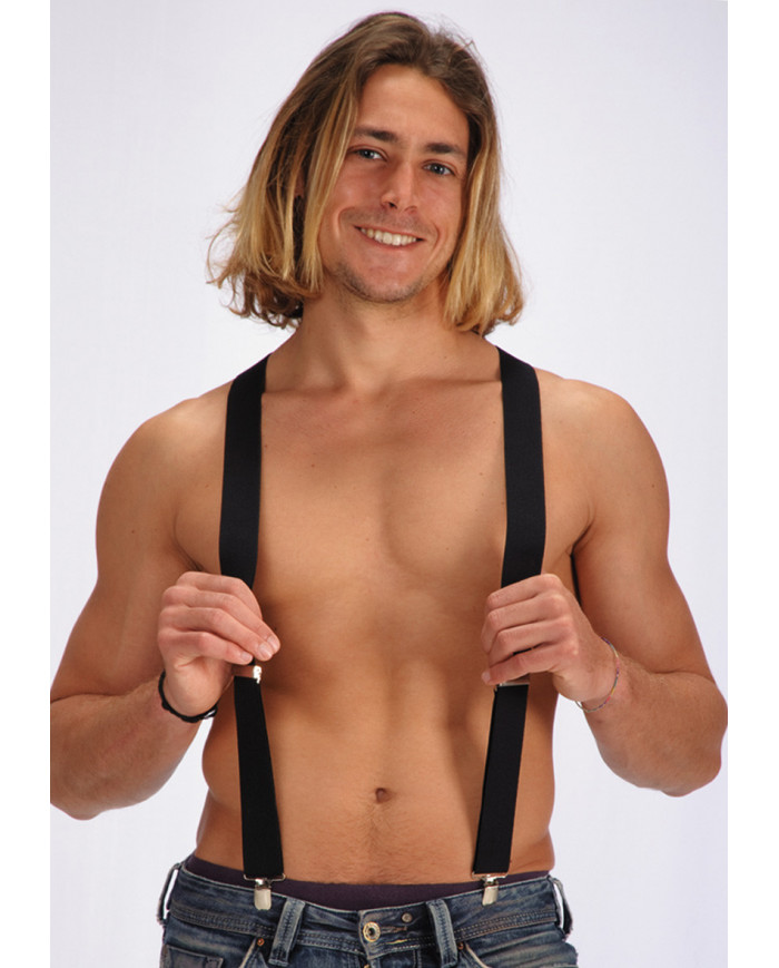 Tirantes negros en bolsa con solapa de cartÃ³n