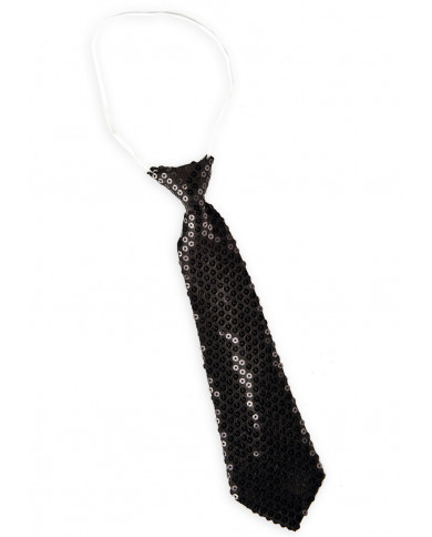 Black Satin Necktie With Sequins In Pbh